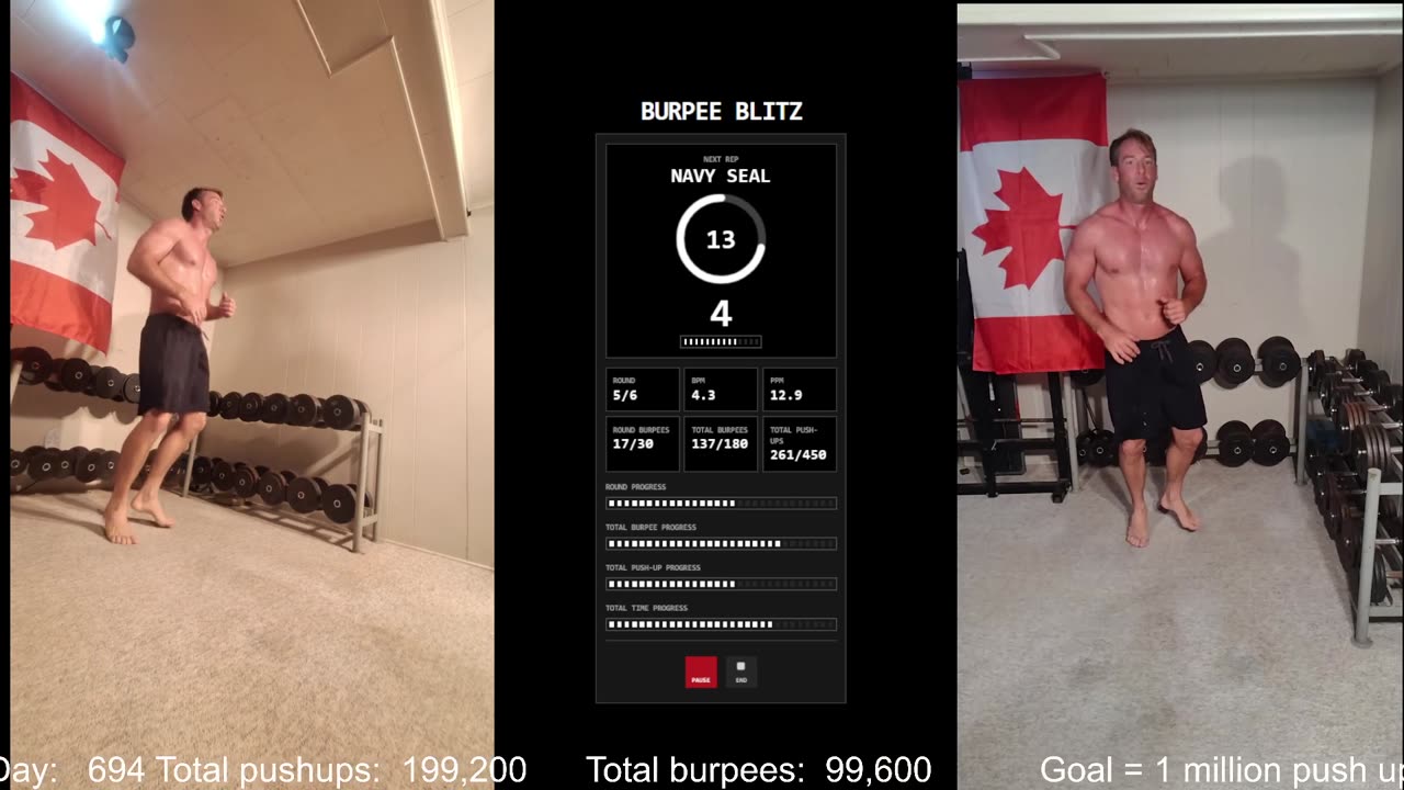 Everyday 300 push ups and 150 Burpees!