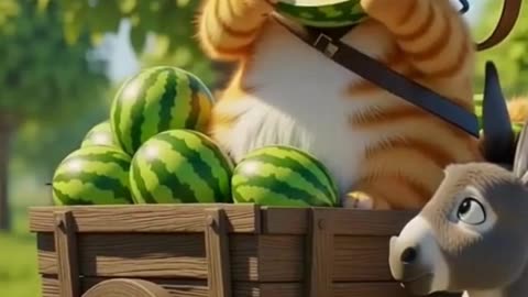 This Cat Owns the Farm 😂🍉 | Surreal AI Art Shorts |