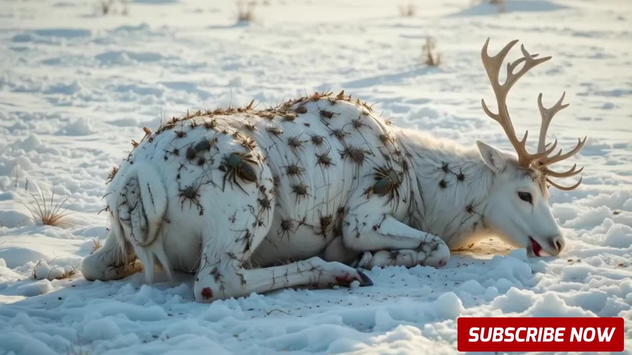 A reindeer was injured by barnacles and parasites, A rescue team successfully rescued the reindeer.