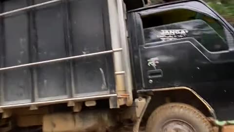 This truck almost crashed on a sharp incline