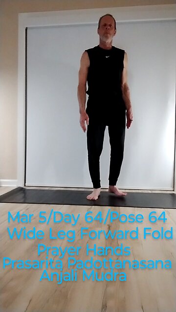 Wide Leg Forward Fold with Prayer Hands