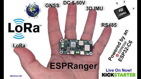 DitroniX net #0007 ESPRanger LoRa GNSS-GPS IMU RS485 5-60V