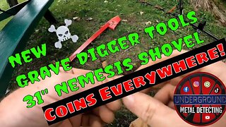 Minelab Equinox 800 - Park Metal Detecting with the new Grave Digger Tools Nemesis Shovel