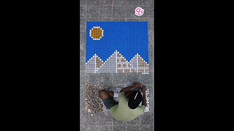 Built Egypt’s Great Pyramids in 3D using 1,872 bottle caps! ♻️ #3d #3dart #pyramids #qamhani #shorts