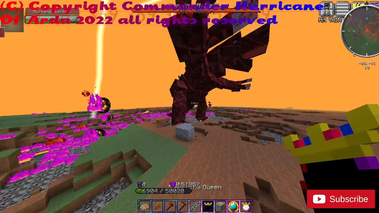 Minecraft mob battle burning mobzilla vs the Queen