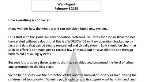 WAR REPORT - FEBRUARY 01 2025 - HOW EVERYTHING IS CONNECTED