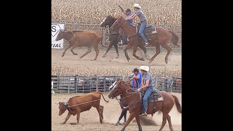 Joel Griffes (header) and Jim Gregg (heeler) making a catch - Team Roping 2 Oct 2021