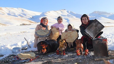 Surviving the coldest village in Afghanistan -50° / shepherd Mother Cooking chicken curry Recipe