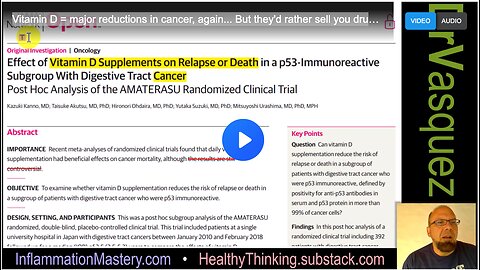 Vitamin D = major reductions in cancer, again... But they'd rather sell you drugs and a cockamamie injection platform