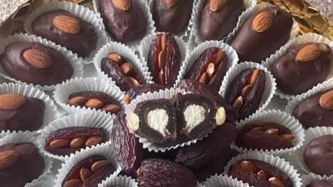 Almond Joy Chocolate Covered DatesMedjool dates filled with a sweet coconut filling,