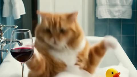 Wine, bath, and a busted orange tabby