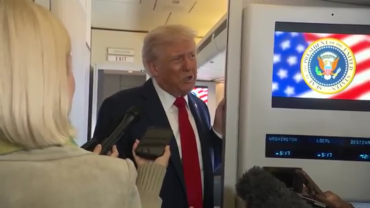 President Trump Gaggles with the Press on Air Force One, Oct. 12, 2025