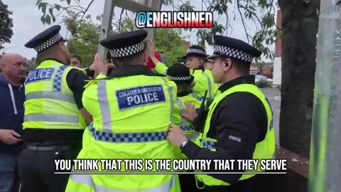 Patriots in Altrincham had to grapple with a mob of police to get our flags put up.