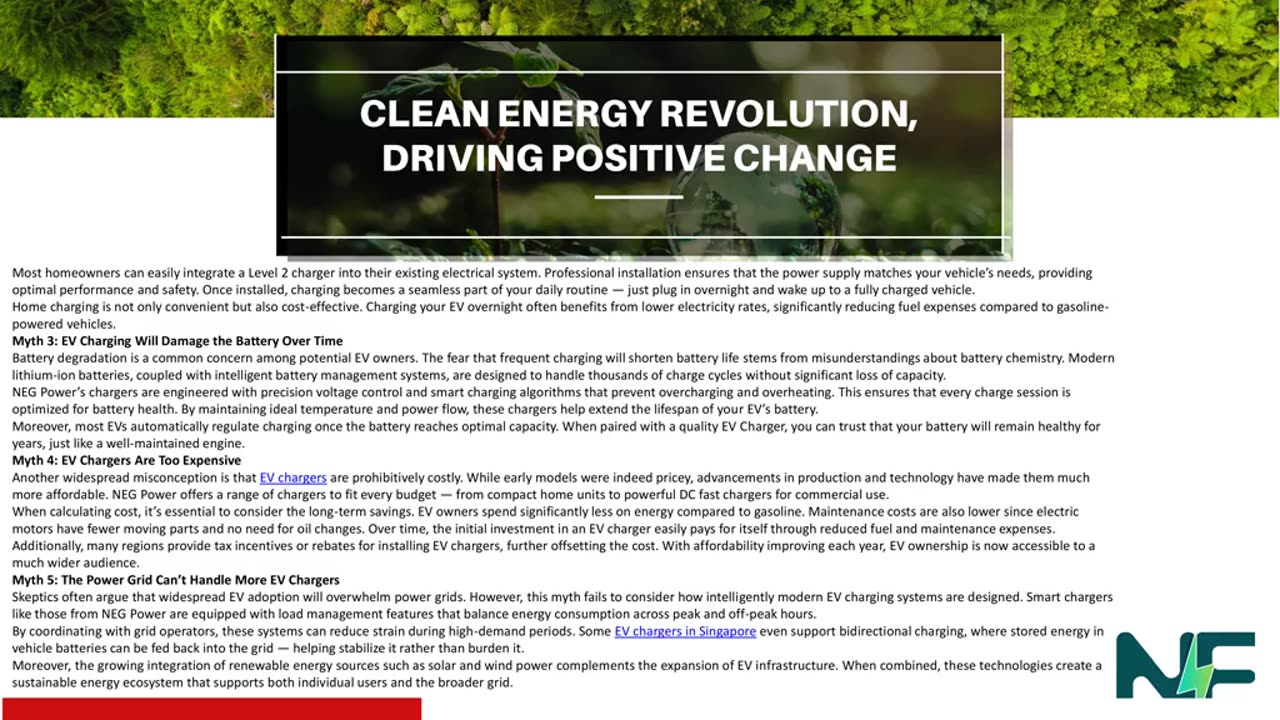 EV Charging Myths Debunked: Separating Fact from Fiction with NEG Power