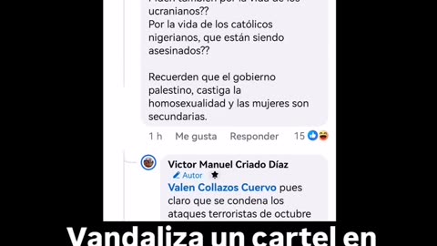 Vandaliza un cartel en nombre de la causa Palestina y le ponen a caldo por imbécil