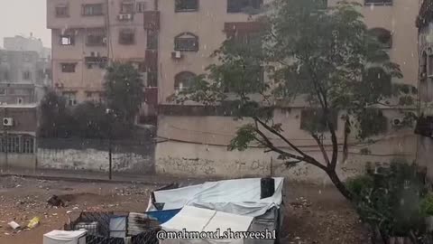 With the first rainfall, the tents were flooded