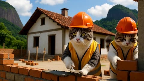 Funny Cats at Work 😂🐱 | This Went Totally Wrong!” “Cats Trying to Work on a Construction