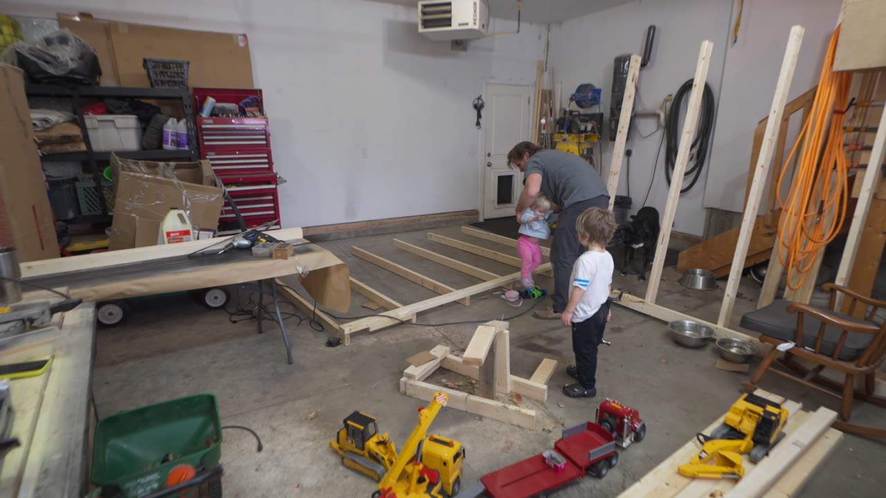 Building things in the garage with Leo and Beth. Daily Vlog #591