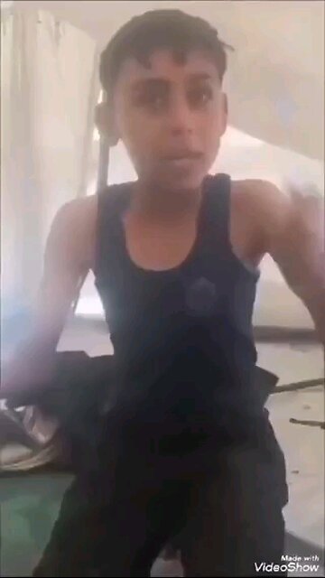 not starving Palestinian child dumbbells