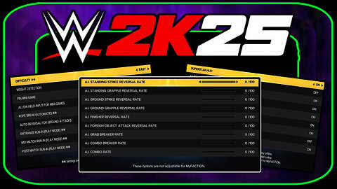WWE2K25 Slider Settings for CASUAL Players