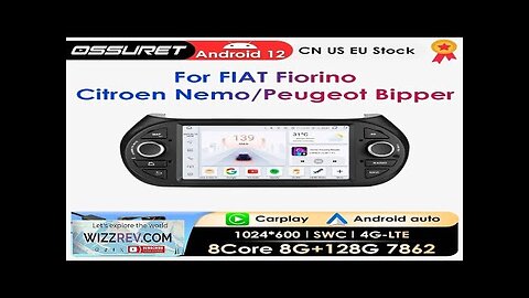 OSSURET Carplay Android Auto Car Radio for Fiat Fiorino / Citroen Nemo Review