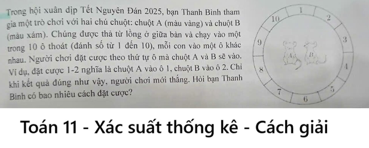 Toán 11: Trong hội xuân dịp Tết Nguyên Đán 2025, bạn Thanh Bình tham gia một trò chơi với hai con