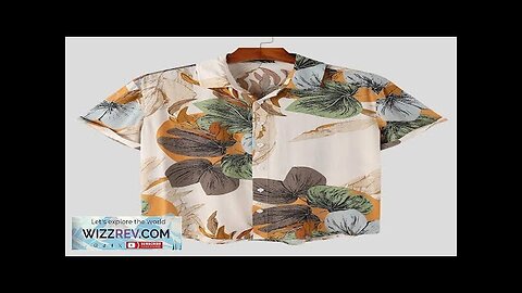 INCERUN Mens Shirt Plant Print Lapel Short Sleeve Shirt Summer Beach Shirts Review