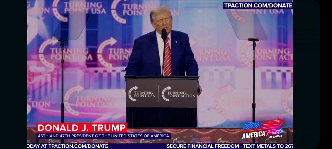 President Donald J Trump At Charlie Kirk's AmericaFest 2024