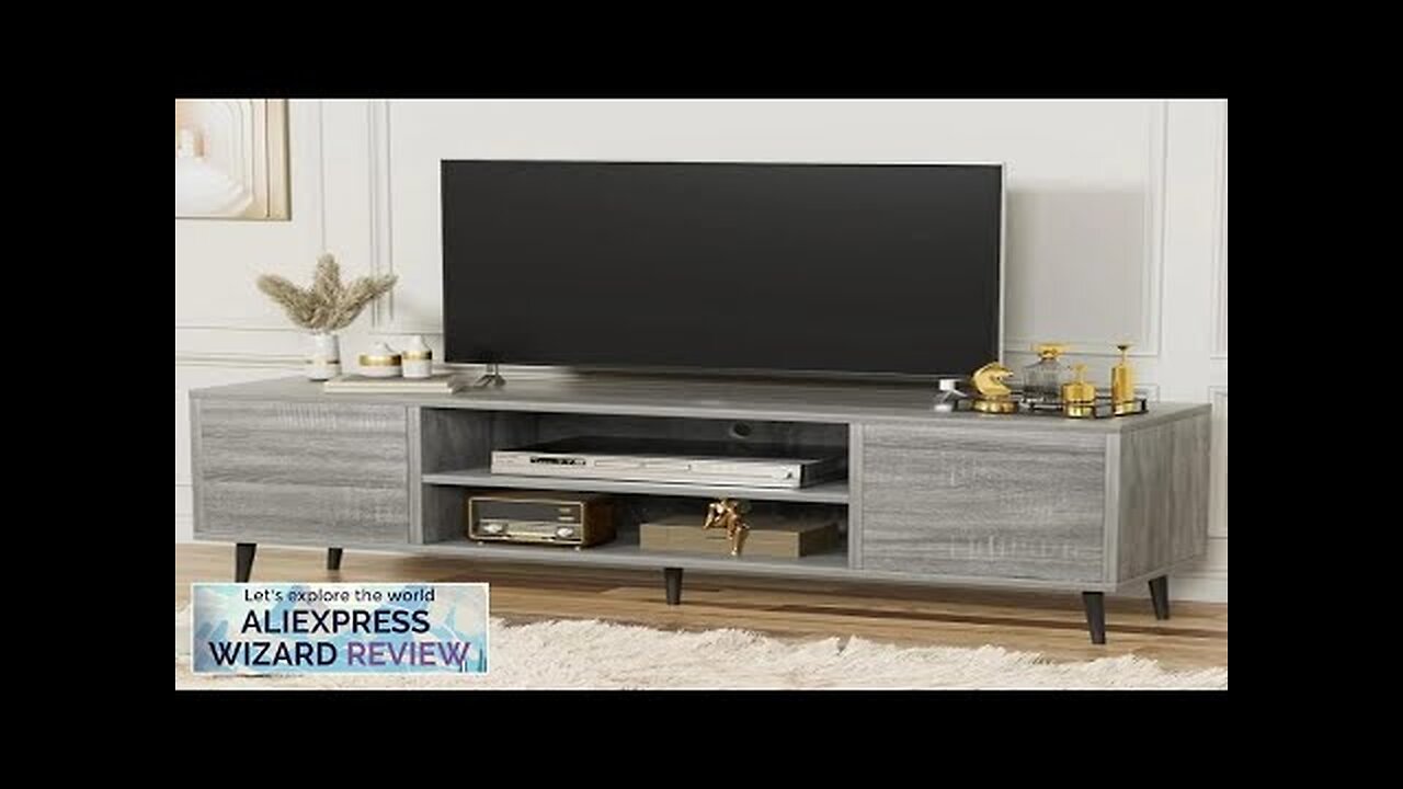 Modern TV Stand Entertainment Center with Two Storage Cabinets Retro Style Media Review