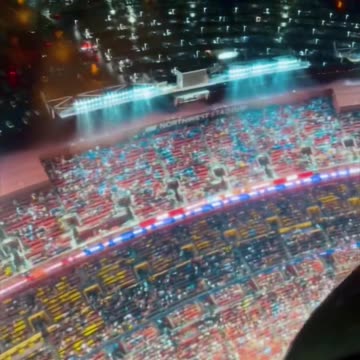 Marine One flies over the Washington Commanders game on the way back to the White House