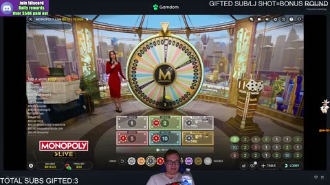 MONOPOLY LIVE CASINO MAYHEM! BONUS ROUND=GIFTED SUB