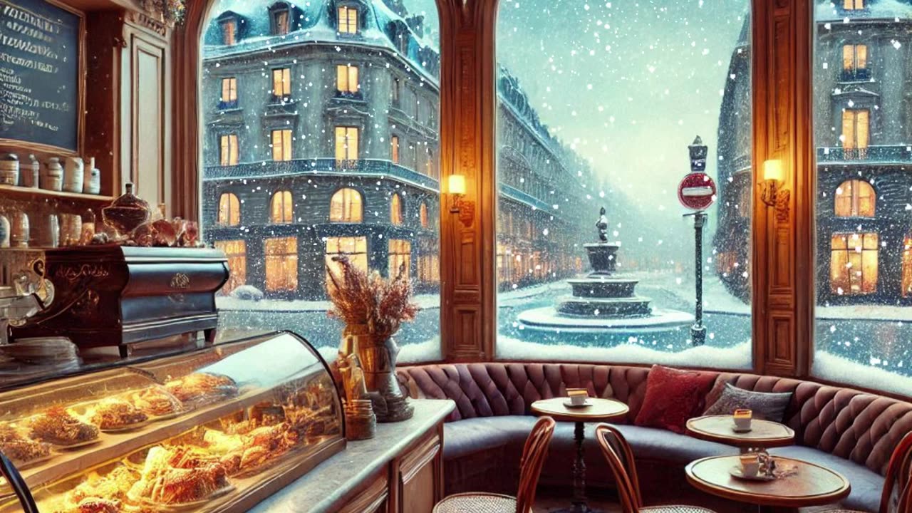 Relax in a down town cafe and watch the snow