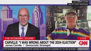 James Carville tells CNN that he "lapsed into a level of stupidity" in the Kamala campaign.