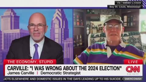 James Carville tells CNN that he "lapsed into a level of stupidity" in the Kamala campaign.