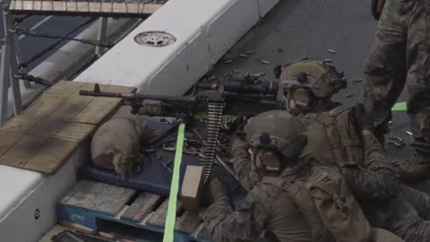 U.S. Marines with 22nd MEU conduct live-fire training on USS San Antonio