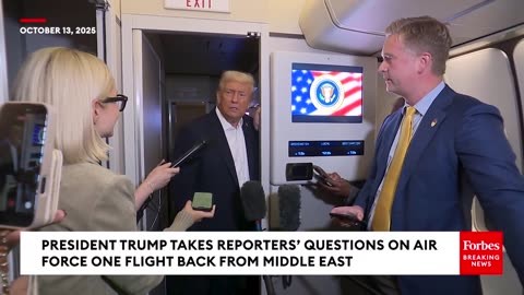 Trump Celebrates Gaza Peace Deal, Takes Questions From Reporters On Air Force One