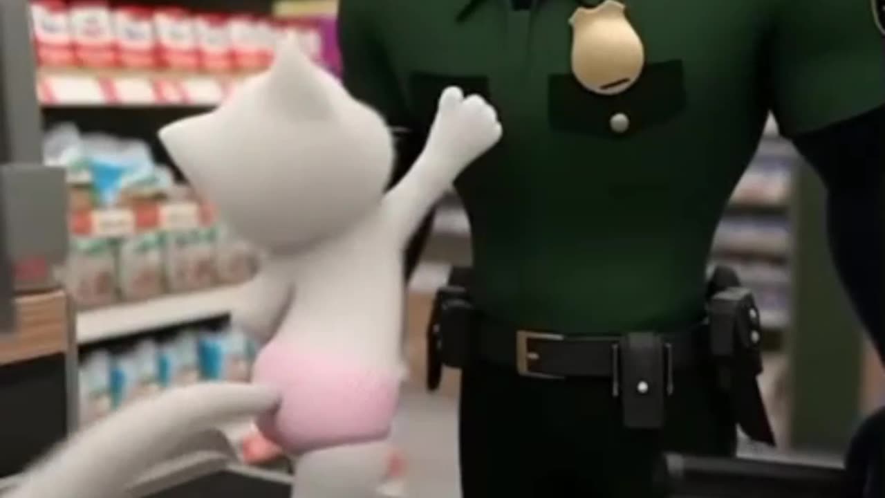 The kitten had a big surprise.