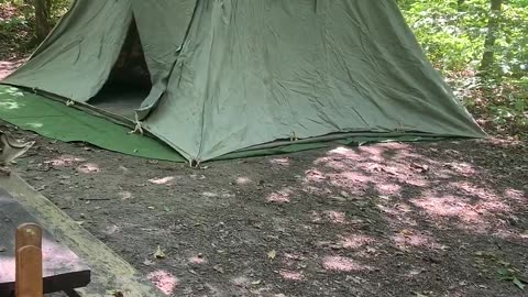 Umbrella Tent being erected at Devils Lake