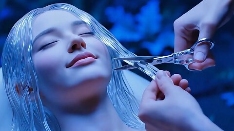 AI ASMR Glass Hair Play | Cutting, Styling, Brushing for Deep Relaxation (4K ULTRA)