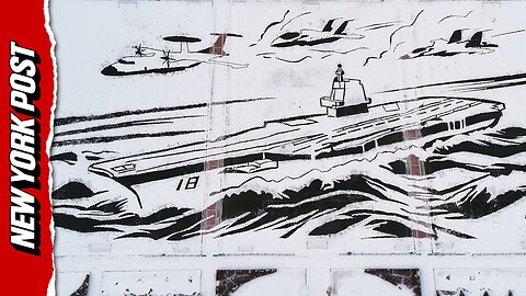 Chinese students create massive snow aircraft carrier in jaw-dropping display