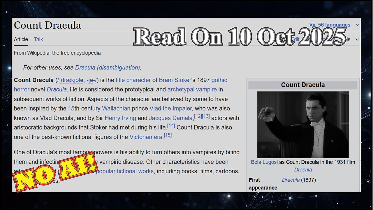 Count Dracula (No AI) - 10 Oct 2025