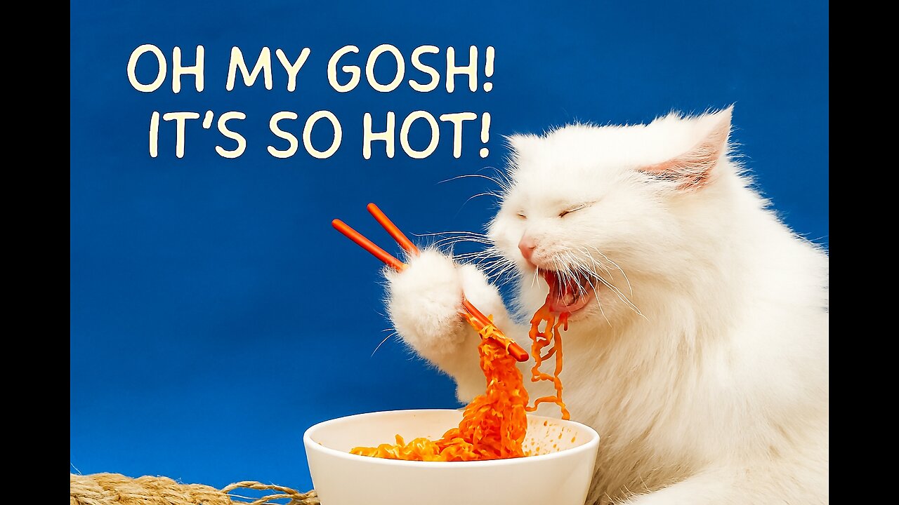 Spicy Noodles Challenge: Screaming Fluffy Cat