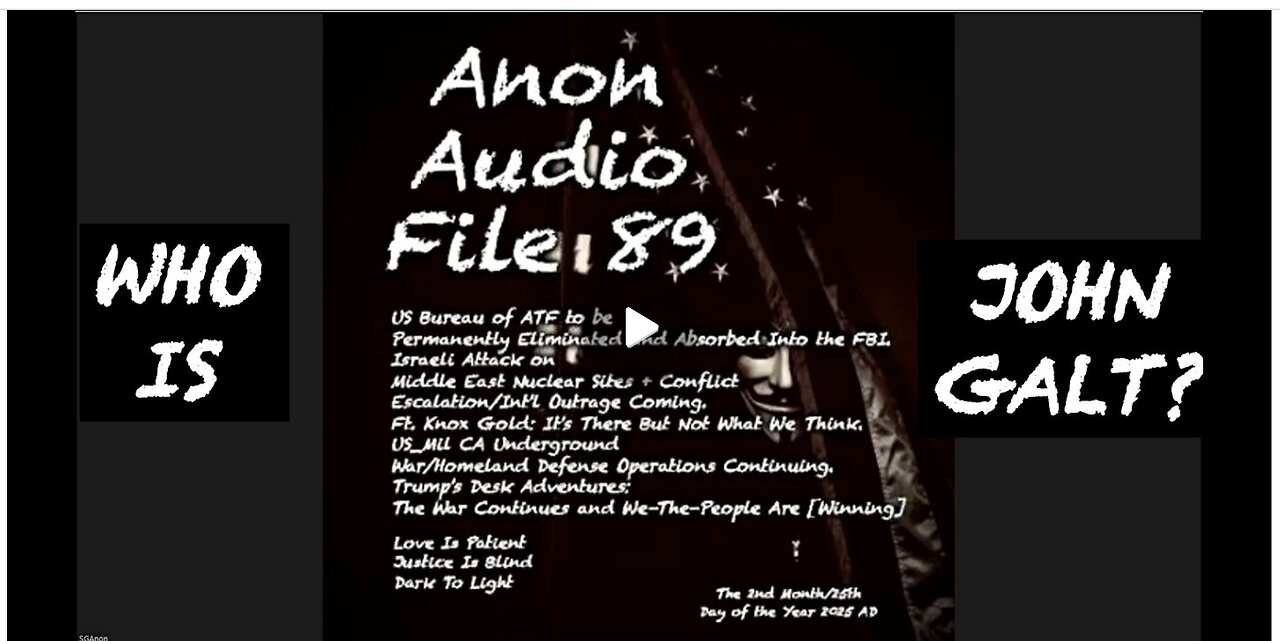 SGANON W/ AUDIO FILE 89. MAJOR INTEL ON EQ'S IN CENTRAL CA, WELCOME TO THE PARTY SG. CLIF HIGH