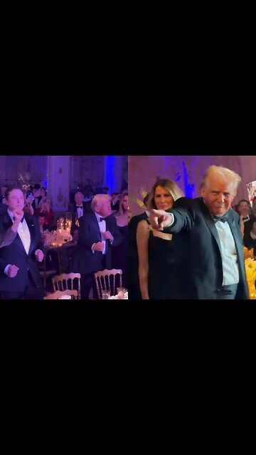 Donald Trump, Melania Trump and Elon Musk at the Mar-a-Lago party