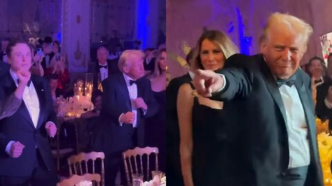 Donald Trump, Melania Trump and Elon Musk at the Mar-a-Lago party