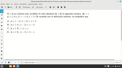 pregunta de matemáticas examen de admision sobre valores absolutos