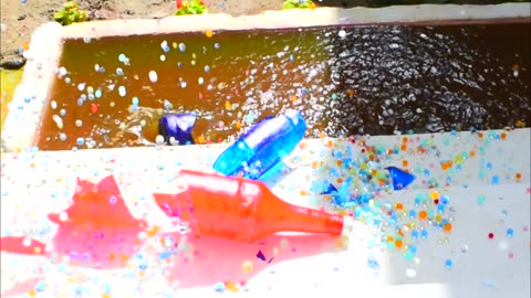 Red VS Blue Breaking glass bottle! Crushing Crunchy & Soft Things #shorts #asmr #satisfying