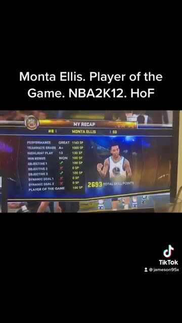 Monta Ellis. Player of the Game. NBA 2k12. H.O.F. Create a Legend. 44 Points 10 Ast, 6 Stl. vs 76ers