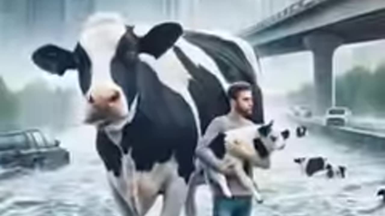 M an rescue a drowning cow and calf #cow #cowcalf #cowlover #helptheanimals #drowning #rescueanimals