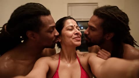 Indian aunty having fun with 2 black guys